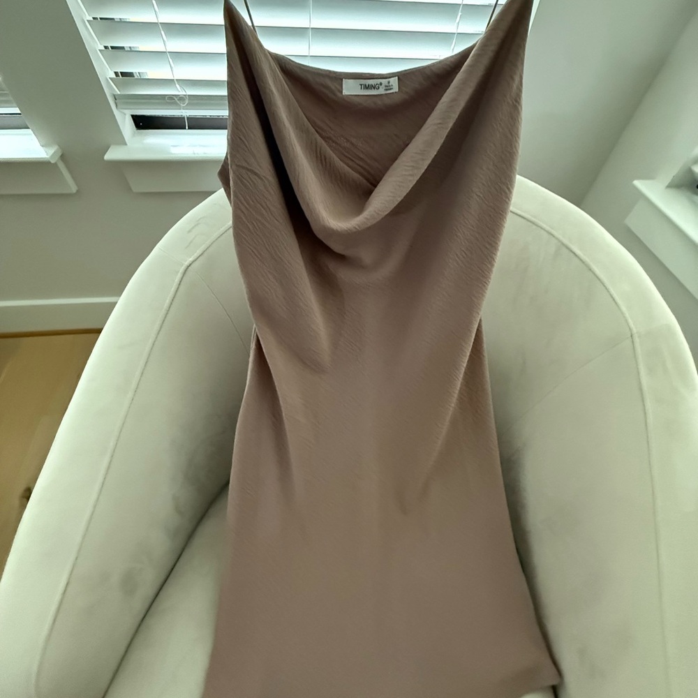 Timing Tan Cowl Neck dress